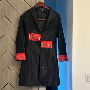 Silk Chinese Elegant Black and Red Women's Coat